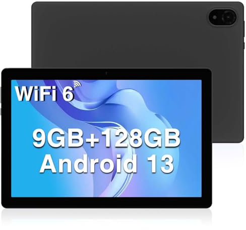 DOOGEE U10 Tablets 10 inch Android 13 Tablet PC, 9GB RAM+128GB ROM(1TB TF), Quad-Core 2.0 GHz/1280 * 800 HD+ IPS/WiFi 6/Bluetooth 5.0/5060mAh/5MP+8MP/OTG/Type C/3.5mm Headphone Jack,Gray