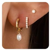 VRIUA Pearl Earrings for Women - 14K Gold Plated Stacks Earring Dainty Pearl Drop Earrings Set Hypoallergenic Earring for Women Trendy Jewelry