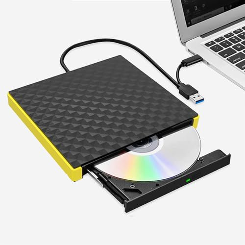 RUOVXWU External CD DVD Drive, Type-C USB 3.0 Portable DVD Writer Player, Optical Drive for Laptop Desktop PC Windows 11/10/8/7 Mac, IOS Linux