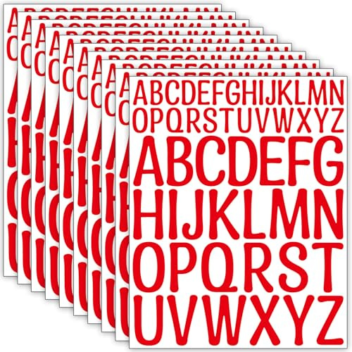 10 Blätter 520 Stück Buchstaben Aufkleber,25 mm + 50 mm Selbstklebende Buchstaben Klebebuchstaben Wetterfest Alphabet für Scrapbooking,Briefkaste,Schilder,Tür,Hausnummer,Adressnummer,DIY (Rot)