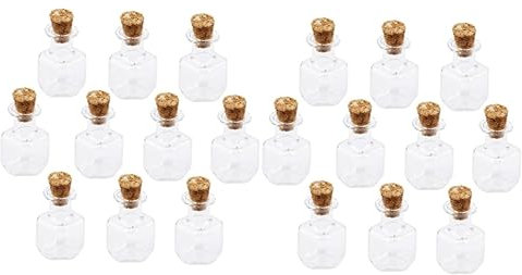 PRETYZOOM 20pcs Mini Glass Bottles Cork Square Jar Diy Craft Jars Potpourri Decorative for Friends