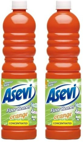 Asevi Concentrated Floor Cleaner Liquid, Hard Floor Cleaner, Laminate Floor Cleaner, 1L, Orange (Pack of 2)