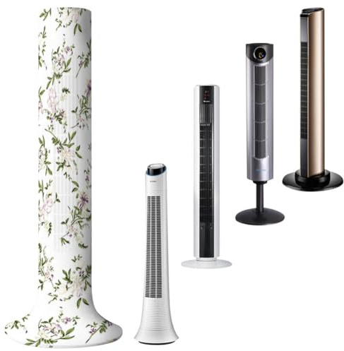 Housse de protection anti-poussière lavable à motif floral pour ventilateur vertical sur pied de 94 à 124 cm