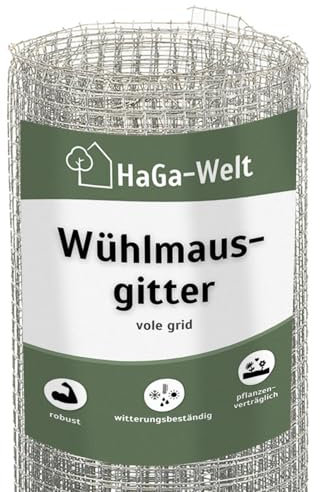 HaGa Rejilla de metal para roedores – 1 m x 1 m (se vende por metro) – Protección eficaz para parterres y césped | Barrera ecológica contra los ratones de campo | Robusto y duradero para los amantes