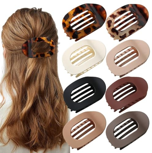 TOEECY 8 Stück Haarspangen Damen Flache Oval Haarklammer Rutschfestes Haarklammern Starke Griff Duckbill Clips für Frauen Mädchen Dickes und Dünnes Haar Haaraccessoires (A)