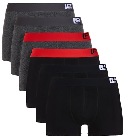 Lower East H boxershorts, retro, set om 6, Svart, antracit, mörkblå, XXL