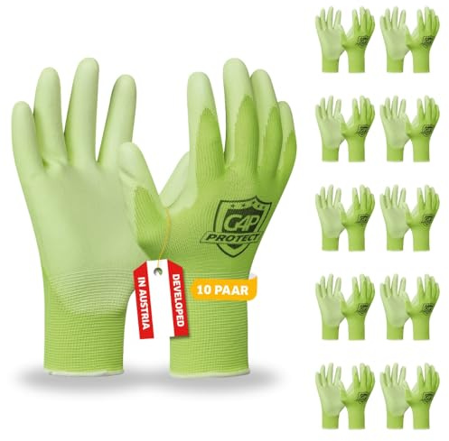 G4P Nano Flex Neon Arbeitshandschuhe, 10 Paar, Gr. 10/XL, PU-Grip, Montage | Für Werkstatt, Bau & Industrie, sicherer Halt bei jedem Griff, feines Tastgefühl, angenehme Passform, langlebig