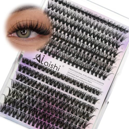 AILAISHI DIY Ögonfransförlängning Set, 280 Clusterfransar D-Curl 9-16mm 60D Voluminösa & Fluffiga, Naturliga – med Bond & Seal Lim + Pincett, Komplett Kit för Dramatiska Looks