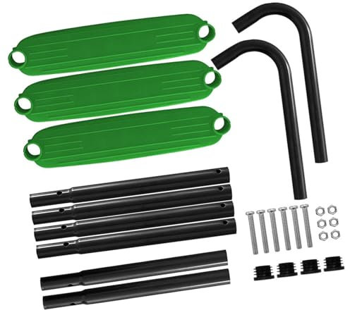 QSTDGVPW Scala Trampolino per Bambini: Kit Fai da Te con 3 Gradini per Modelli Rettangolari E Rotondi, Misure 103x35cm, Verde