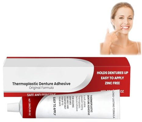 Thermoplastic Denture Adhesive Cream,Comfortable Non-Glue Long Holding Reliner,Convenient Dental Glue for Teeth,Thermoplastic Denture Adhesive for Refitting and Tightening,Comfort and Stability