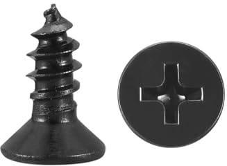 METALLIXITY Tornillos de Madera Phillips de Cabeza Avellanada (#3x1/4) 100Pcs, Tornillos de Madera Phillips de Acero Al Carbono Con Rosca Gruesa Y Cabeza Plana, Negro