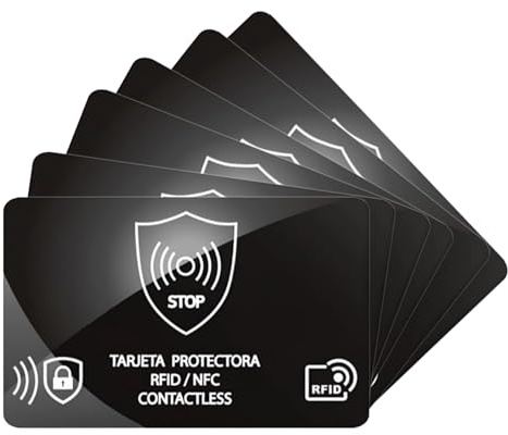 Fyfjur 6 tarjetas bloqueadoras RFID, protección RFID con jammer para cartera, ultrafina, protección NFC para tarjetas de crédito, tarjetas de crédito y tarjetas de identificación