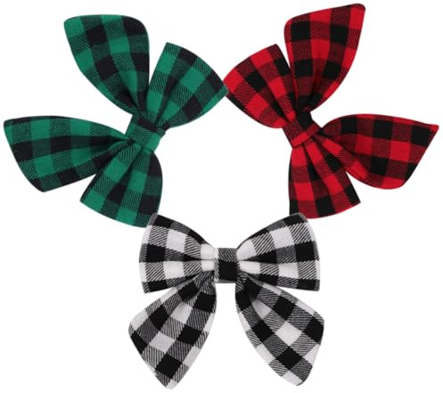 Gatuida 3 Stck Teiliges Kariert Karierte Haarspangen Schleifen Haarclip für Mädchen Leicht und Schonend Modisches Haarschmuck Schwarz Grün Rot Passend für Verschiedene Outfits
