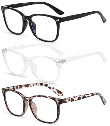 CERCTLA Blue Light Blocking Glasses, 3 Pack Blue Light Glasses, Anti Eyestrain & UV Glare Eyeglasses for Women Men Reading Computer Screen Gaming