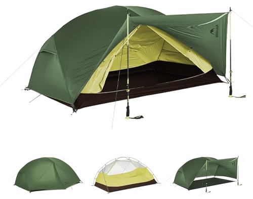 Naturehike Tienda de campaña Mongar Base para 3 personas, tienda de campaña ultraligera, resistente al agua, para exteriores, senderismo, senderismo, (verde bosque/3 personas)