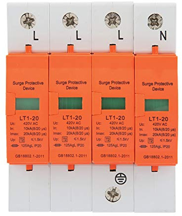 Haofy Dispositivo Scaricatore Ignifugo 4P 20kA 420vAC Protezione Contro le Sovratensioni Facile da Installare per Elettrodomestici