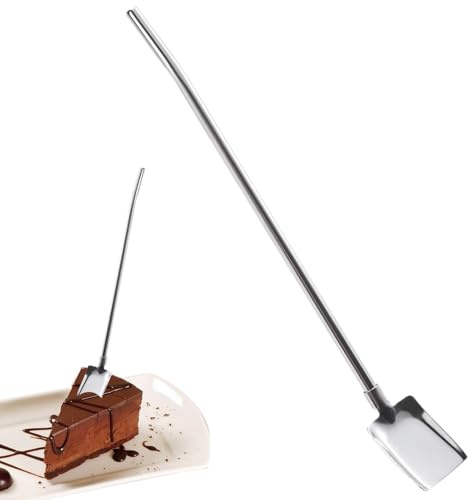 Cuillères à paille en métal, cuillère à pailles en acier inoxydable,Paille réutilisable en forme de pelle en acier inoxydable | Agitateur de cuillère à manche en paille de thé 2 en 1, pour les réunion