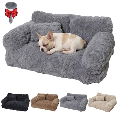 Générique Canapé-Lit Apaisant pour Animaux, en Peluche, avec Housse Amovible Et Bords Surélevés — 6 Tailles Disponibles — Lit Douillet Et Moelleux pour Chiens Et Chats, Doux Et Lavable(Light Gray,L)