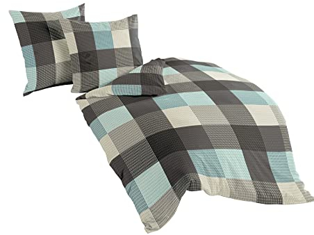 Bierbaum Bettwäsche 6452, Fein-Biber, Designed in Germany, türkis 02, 155 x 220 cm