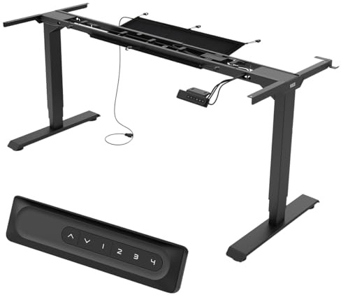 Yaasa Frame Essential Schwarz, Tischgestell höhenverstellbar mit Kabelnetz | Untertisch-Handschalter, 4 Speicherpositionen, Automatikfahrt, für Tischplatten 120-190cm, zwei Motoren, aus Stahl, 125kg