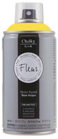 FLEUR Spray Vernice Chalk Paint, Extra Opaco, all' Acqua senza Odore, MultiSuperficie, 300 ml F40 Primary Yellow, Effetto Gesso, Shabby Chic Vintage, per Mobili, per Interno - Esterno