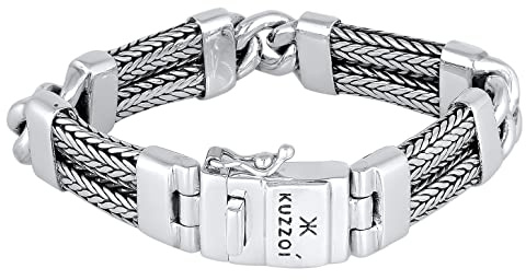 Kuzzoi Silberarmband Herrenarmband aus massivem 925 Silber Breite 14 mm | 335109