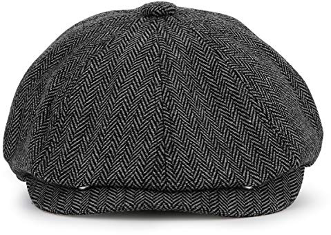 KeepSa Schiebermütze Herren Damen Tweed Schirmmütze Newsboy Peaky Cap | 8 Panel, Fischgräten, Retro, Tellermütze, Schlägermütze, Gatsby