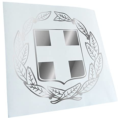 Kiwistar - Autoaufkleber - Griechenland Wappen - Chrom - 10,5x10cm - Heckscheibe Auto Aufkleber wetterfest für Kfz LKW Mofa Truck - Sticker außen selbstklebend Tuning Zubehör für Fenster Fahrzeug