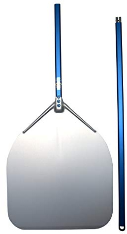 Gi.Metal Aluminium rechteckige Pizza Schaufel Zweiteiliger Griff Leichte Flexible Made in Italy (50X50 cm - Stiellänge 150 cm)