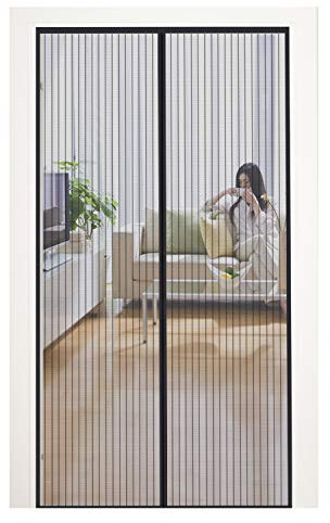 MYCARBON Moustiquaire Porte Fenêtre Aimantée 150x260cm Maille Ultra Fine Fermeture Automatique Rideau Moustiquaire Fenêtre Magnétique Anti Mouche Anti Insecte avec Ruban Adhésif, Noir