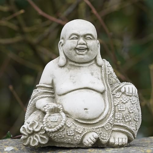 Statue de Bouddha rieur en pierre | Moine Oriental Garden Décoration extérieure Ornement