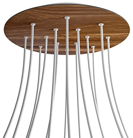 creative cables - Rundes XXL 14-Loch und 4 Seitenlöchern Lampenbaldachin, Rose-One-Abdeckung, 400 mm Durchmesser - Holz, Weiß