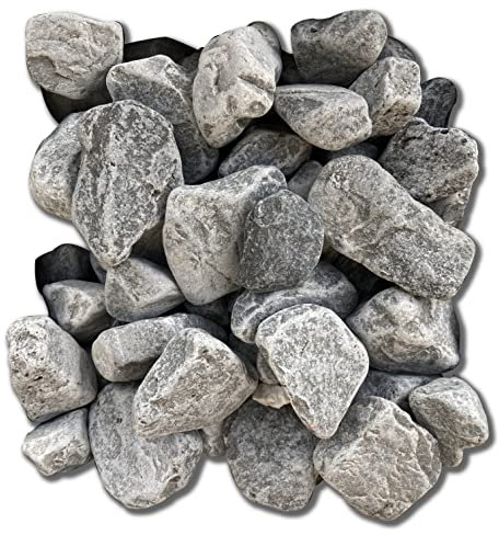 Ciottoli Sassi Decorativi Grigio Cenere per Giardino Vasi Aiuole e Vialetto Confezione 25kg (25-40mm)