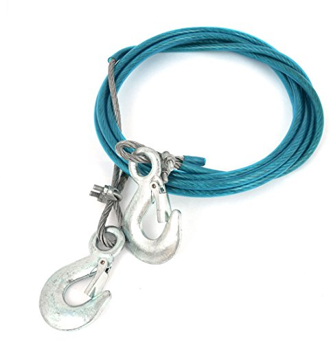 Ruilogod Auto-Blau Kunststoff Beschichtete 2 Ton Haken Haken Abschleppseil Stahlseil 3.5M