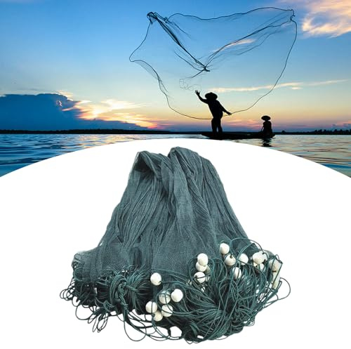 Large Fishing Gill Net 6.5*33FT Hand Made Cast Net - Polyethylene Folding Drag Net for Beach, Freshwater, Fishpond, Fly Fishing - Floating Seine Equipment
