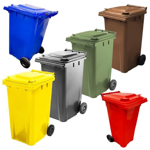 STORM TRADING GROUP Wheelie Bins Outdoor Trash, Garden, Recycling Household Size Standard Bins 240L Colours Grey, Yellow, Blue, Green, Brown & Red Complete With Lids & Wheels (Yellow)