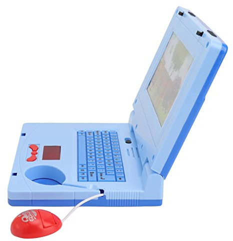 SPYMINNPOO Laptop Spielzeug für Kinder, Lerncomputer Laptop Tablet PäDagogisches mit LED Musik Kognitives Entwicklungssimulations Computer Spielzeugg (Blaue Nicht einziehbare Maus)