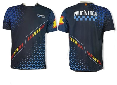 ECOMMUR Camiseta Policía Nacional | Ropa para Hombre y Mujer opositor Logo de la Policía Nacional Color Negro y Azul (XL)