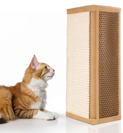 Nobleza Kratzmatte Katze, Kratzteppich Sisal – Krallenpflege mit Massagebürste, Möbel- und Wandschutz, einfache Montage, 41 x 23 cm