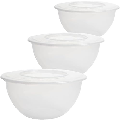 2friends Schüssel mit Deckel 5l 3er Set - Vielseitige Salatschüssel und Rührschüssel, BPA-freies PP, Trendfarbe: Transparent, Ø 28 cm, EU-Fertigung