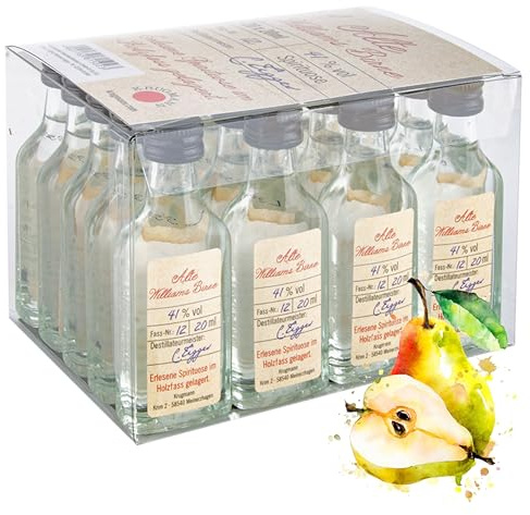 Alte Birne Obstbrand - 20 x 20 mL Exquisiter und milder Schnaps, im Holzfass gelagert, 41% - Entdecken Sie den Premium-Genuss der ALTE Linie aus Deutschland!…