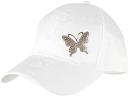 Meliyya Baseball Cap 80% Baumwolle Strass Schmetterling Baseballkappe Schildkappe Herren Damen Einheitsgröße Verstellbar