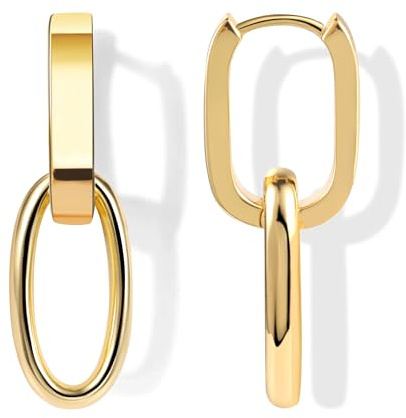 ALEXCRAFT Silber 925 Ohrringe Hängend Doppel Creolen mit Anhänger Damen