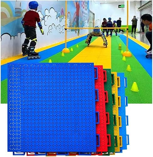 Dalles de sol modulaires emboîtables de 30,5 cm – Tapis de sol en plastique puzzle coloré avec trous de drainage – Antidérapant et résistant à l'usure