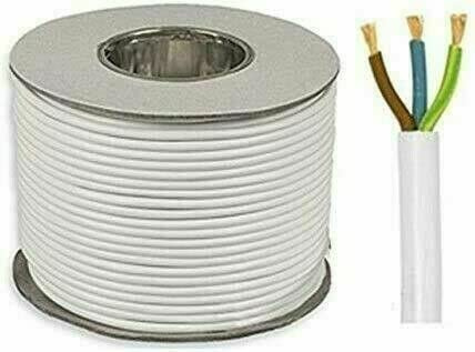 White 3 Core Flex 3183Y 0.5mm 0.75mm 1.0mm 1.5mm 2.5mm Mains Wire Cable Electric (2, 0.5mm (3AMP))