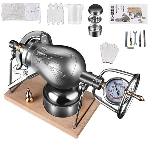 KYZTMHC Hot Air Popcorn Machine, Chinese Popcorn Maker, 304 Stainless Steel Popcorn Machine, Dual Pressure Valve Popcorn Machine for Family Gatherings(268ml)