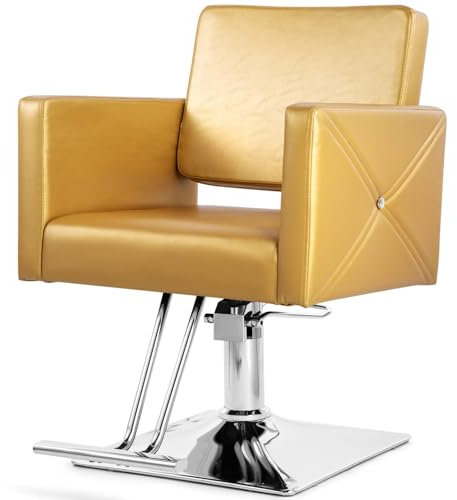 TFDRSEXVD Friseurstuhl, Friseurstuhl für Friseure, Friseurstuhl mit Hochleistungshydraulikpumpe, höhenverstellbar, 360 Grad drehbar,Gold