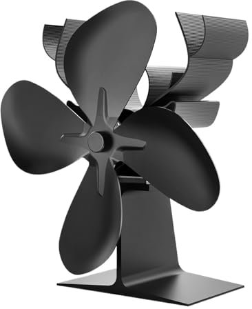 MZZYG Fireplace Stove Fans 4 Blade Heat Powered Stove Fan Mini Fireplace Fan Log Wood Burner Eco Fan Quiet Fireplace Fan Heater Efficient Heat Distribution(With Thermometer)
