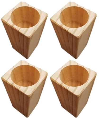 NIDONE 4Pcs Wood Bed Risers, 4 Inch Stable Table Leg Extenders with Dia. 2 Round Recessed Hole, Multifunctional Furniture Riser for Beds, Tables, Chairs and Sofas Legs,Bed Risers 4 Inch