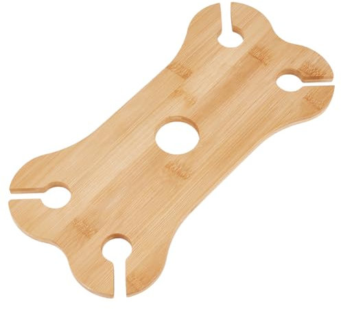 BENECREAT Wood Wine Glass Holder, 300x150x10mm Handmade Wine Storage and Display Rack Counter Stand for Wine Four Glasses and Bottle